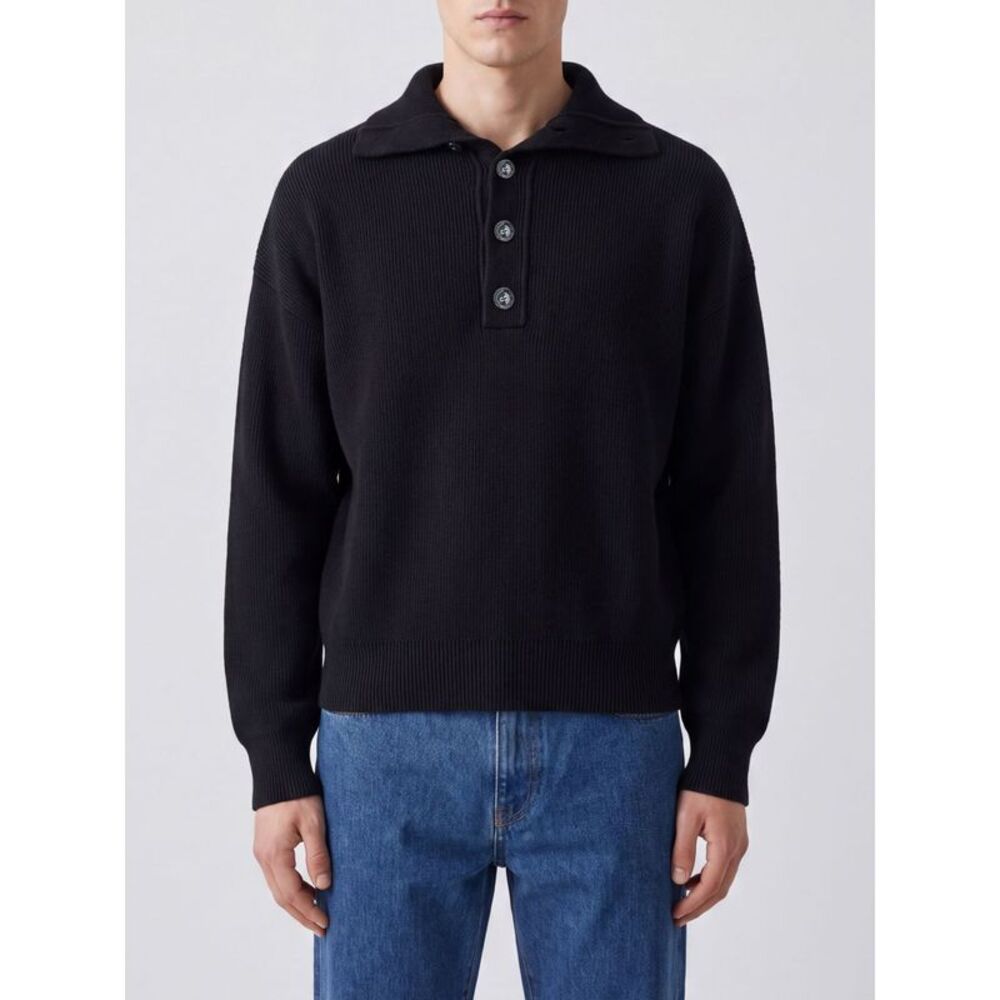 Ami Paris Men Ami Paris High Neck Wool Jumper With 4-Button Placket